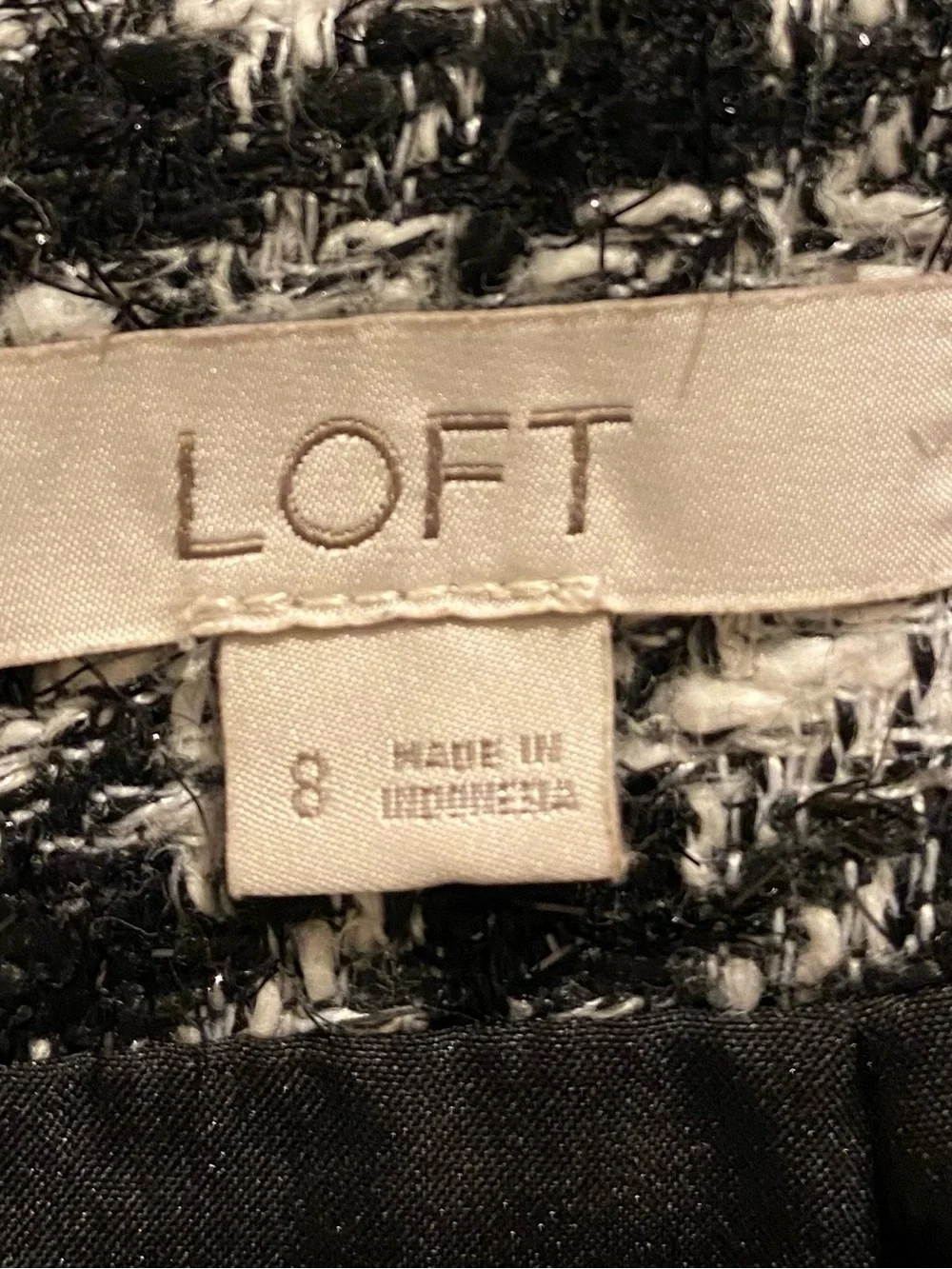 LOFT Black & White Houndstooth Tweed Mini Skirt Size 8